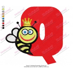 Queen Q Alphabet Embroidery Design